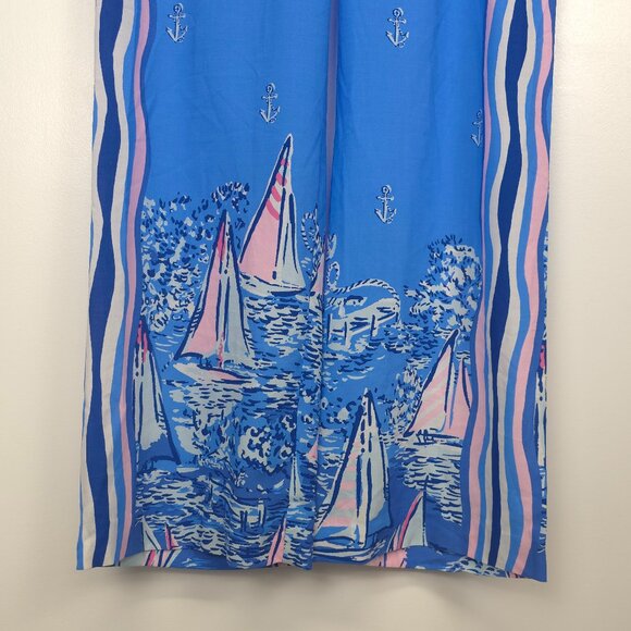 NWOT Lilly Pulitzer Bal Harbour Palazzo Blue A Lil Nauti Engineered Pants  Small - Picture 5 of 13